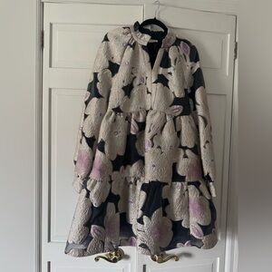 STINE GOYA Black and Cream Floral dress